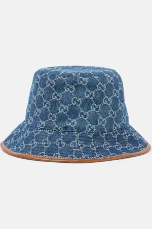 Gucci GG leather-trimmed denim bucket hat