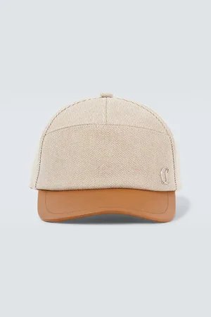 Christian Louboutin Leather-trimmed cotton baseball cap