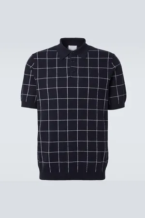 Allude Checked cotton and cashmere polo sweater