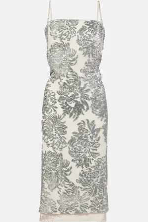 JACQUES WEI Floral embellished silk-blend slip dress
