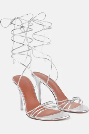 Amina Muaddi Lori 95 metallic leather sandals