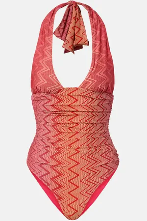 Missoni Zigzag printed ruched swimsuit