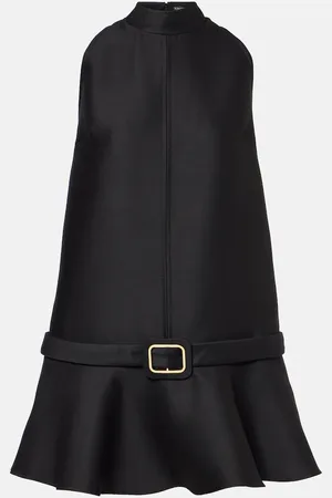 Tom Ford Belted wool and silk crÃªpe minidress