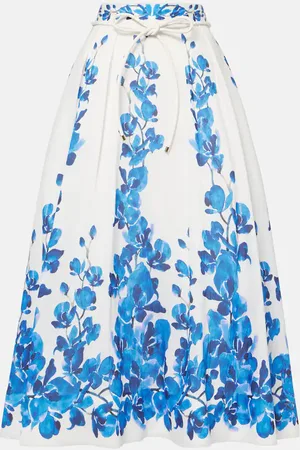 Rebecca Vallance Orchid Blues floral midi skirt