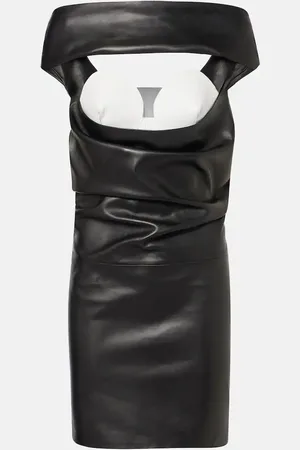 Jean Paul Gaultier Cutout draped leather cocktail dress