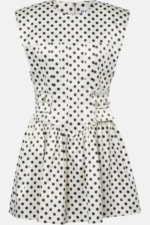 Ganni Polka-dot satin corset dress