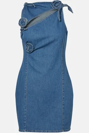 COPERNI Floral asymmetric denim minidress