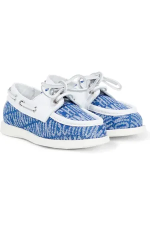 Moschino Logo leather-trimmed boat shoes