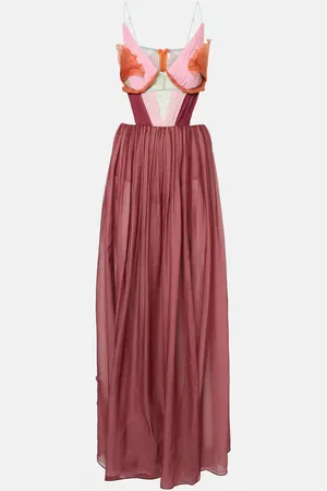 Nensi Dojaka Dahlia silk open-back bustier gown