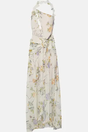 BLUMARINE Floral silk creponne maxi dress