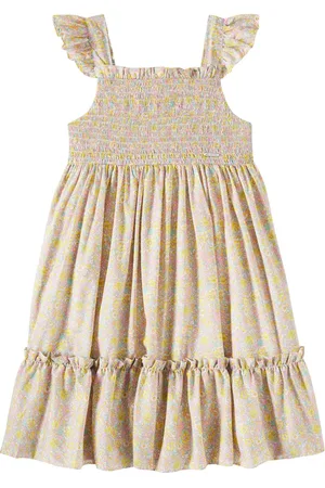 PATACHOU Ruffled shirred floral cotton dress