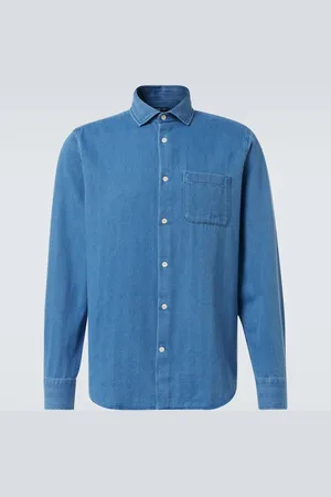 Frescobol Carioca Emilio herringbone denim shirt