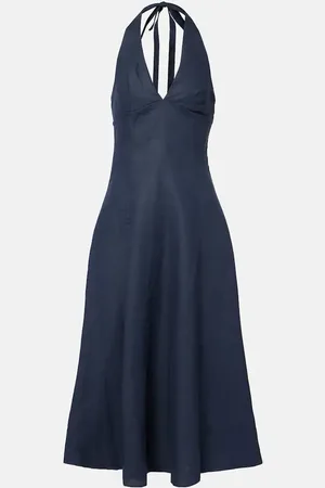 FAITHFULL THE BRAND Marais halterneck linen midi dress