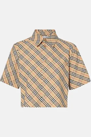 Burberry Check cropped cotton shirt