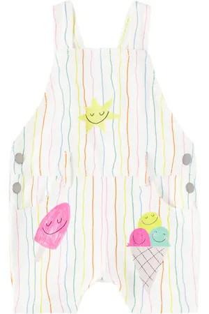 Stella McCartney Baby striped printed denim playsuit