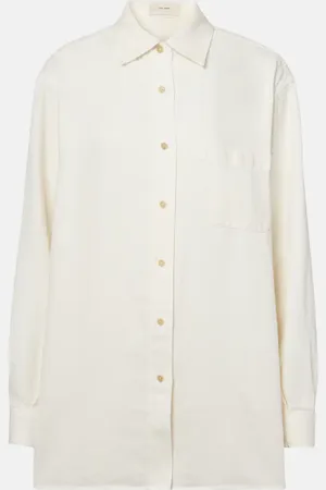 The Row Nesson oversized linen denim shirt