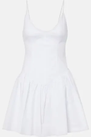 Staud Phare ruched cotton poplin minidress