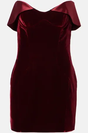 MUGLER Satin-trimmed velvet minidress