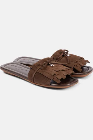 Hogan H685 fringed suede slides
