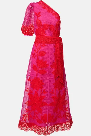 Farm Rio One-shoulder guipure lace maxi dress