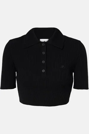 Courrèges CourrÃ¨ges Ribbed-knit cropped polo shirt