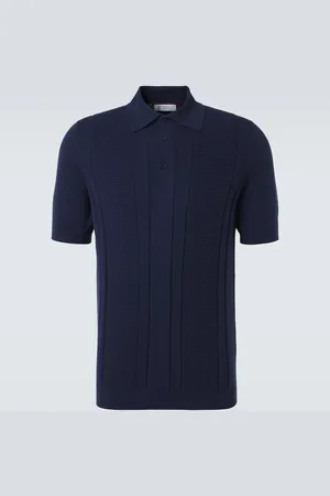 Brunello Cucinelli Jacquard striped cotton polo shirt