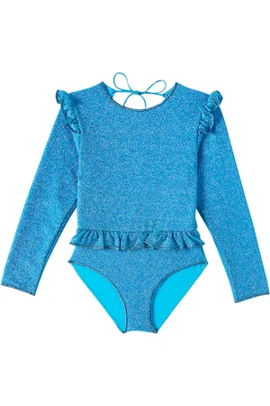 Oseree OsÃ©ree Kids LumiÃ¨re ruffled lamÃ© swimsuit
