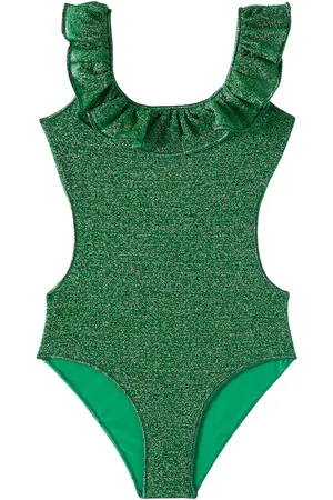 Oseree OsÃ©ree Kids LumiÃ¨re ruffled lamÃ© swimsuit