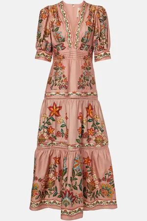 Farm Rio Floral tiered cotton maxi dress