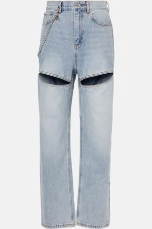 AREA Embellished cutout wide-leg jeans