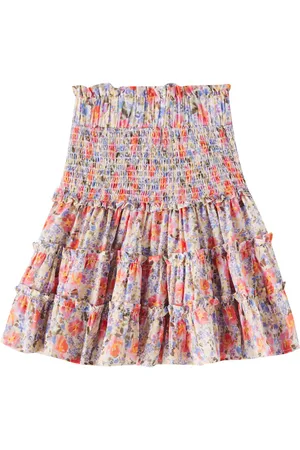 Petite Amalie Floral tiered cotton voile skirt