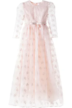 Petite Amalie Floral embroidered organza dress
