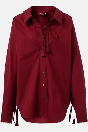 Gucci Lace-trimmed cotton poplin shirt