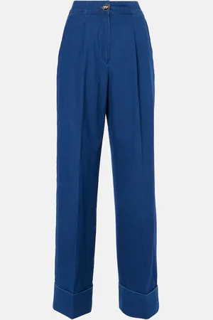 VALENTINO High-rise pleated wide-leg jeans
