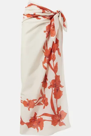 La DoubleJ Floral cotton and silk beach cover-up