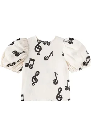 Mini Rodini Note balloon-sleeve cotton muslin T-shirt
