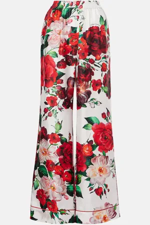 Dolce & Gabbana Floral silk satin wide-leg pants