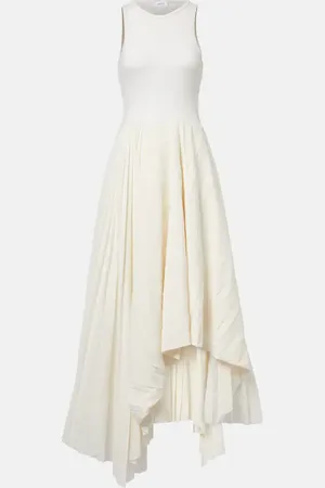 Alexander McQueen Pleated cotton midi dress