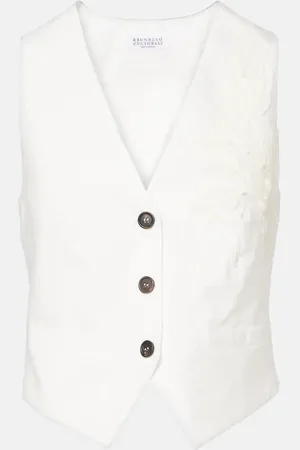 Brunello Cucinelli Monili appliquÃ© cotton-blend poplin vest