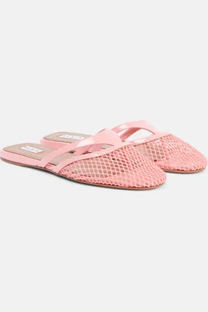 Alaïa AlaÃ¯a Patent leather-trimmed fishnet mules