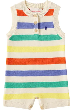 Bobo Choses Baby striped knitted cotton overalls