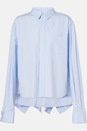 SACAI Ruffled striped cotton poplin shirt