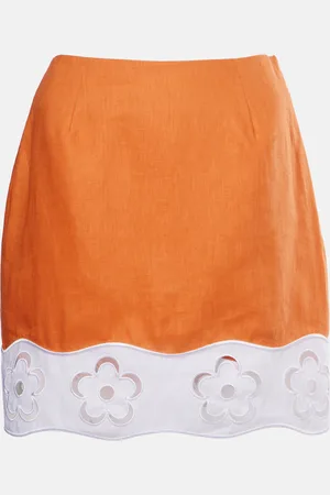 Staud Margaux broderie anglaise linen miniskirt