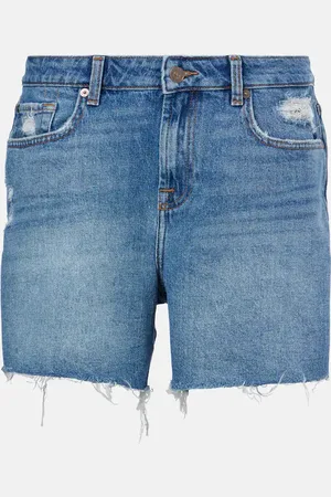 7 for all Mankind Distressed mid-rise denim shorts