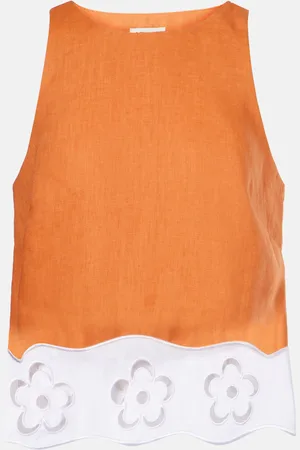 Staud Mika broderie anglaise linen top