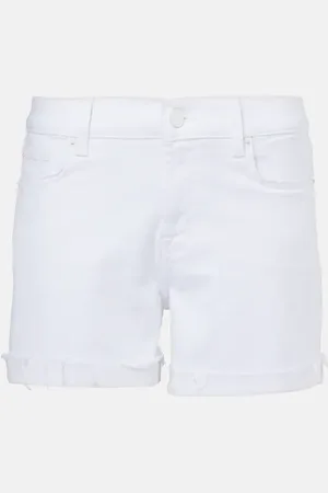 7 for all Mankind Distressed mid-rise denim shorts