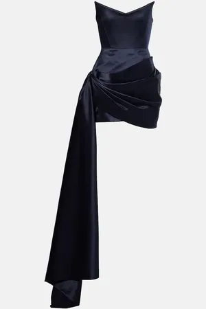 ALEX PERRY Asymmetric satin corset dress