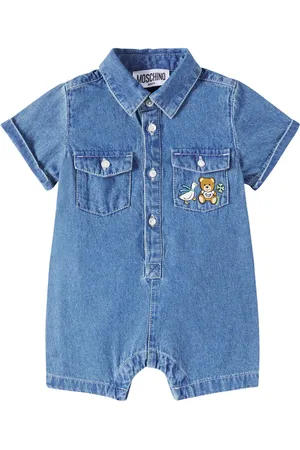 Moschino Baby Teddy Bear denim playsuit