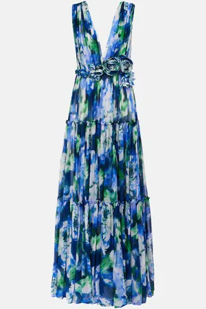 Costarellos Arella floral silk georgette gown