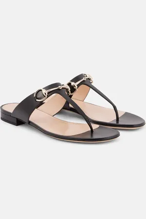 Gucci Lady Horsebit leather thong sandals